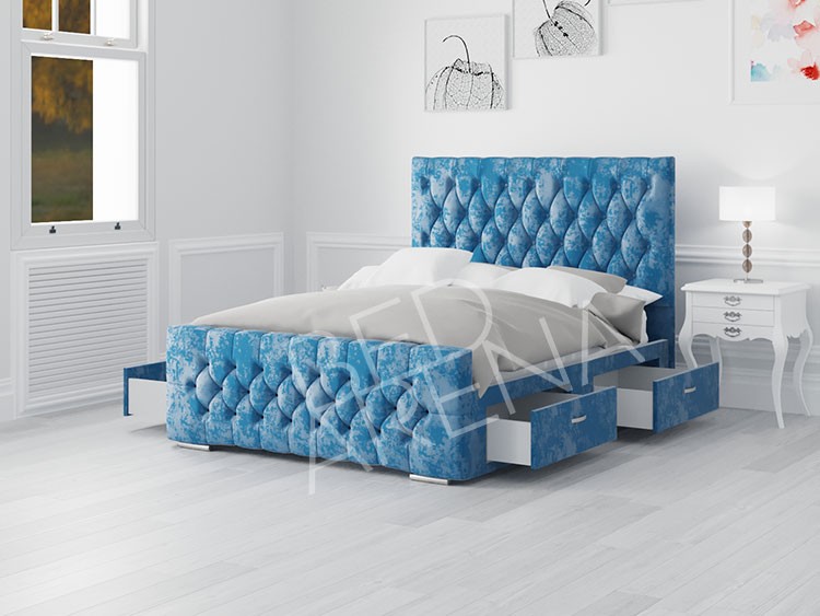 Boston Double Bed Blue